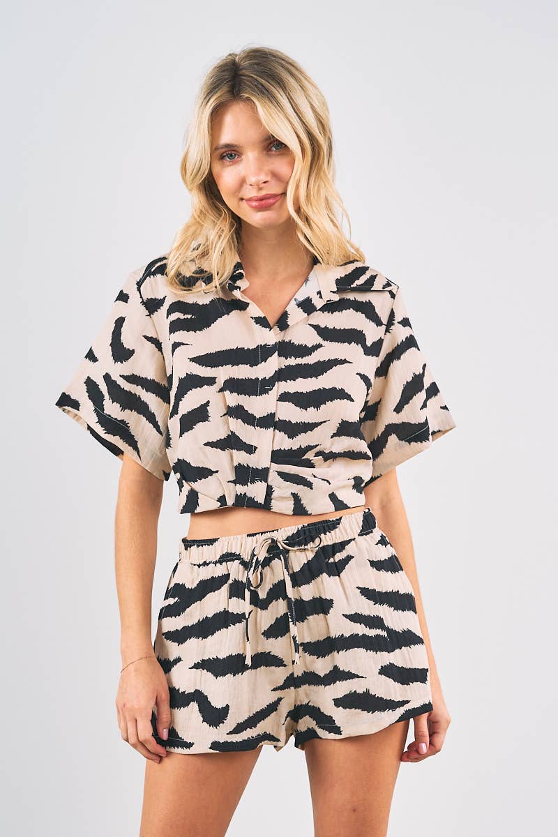 PRE-SALE Zebra Printed Shorts Set