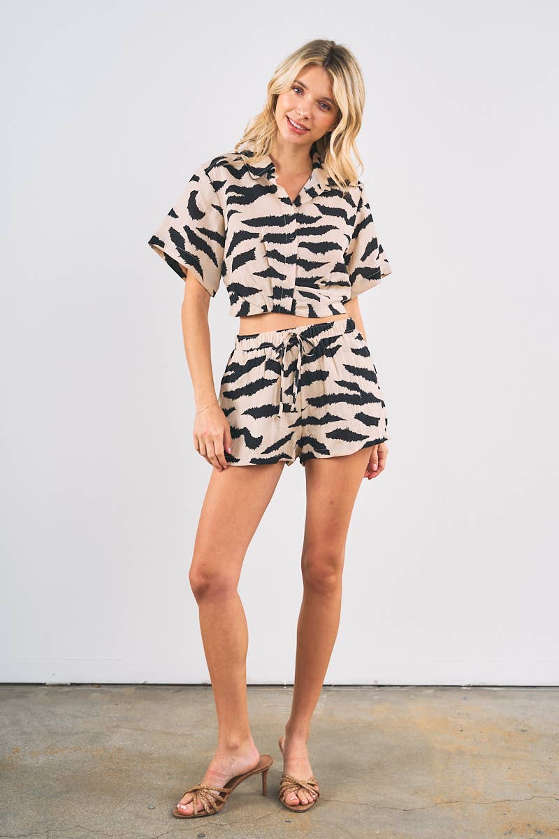 PRE-SALE Zebra Printed Shorts Set