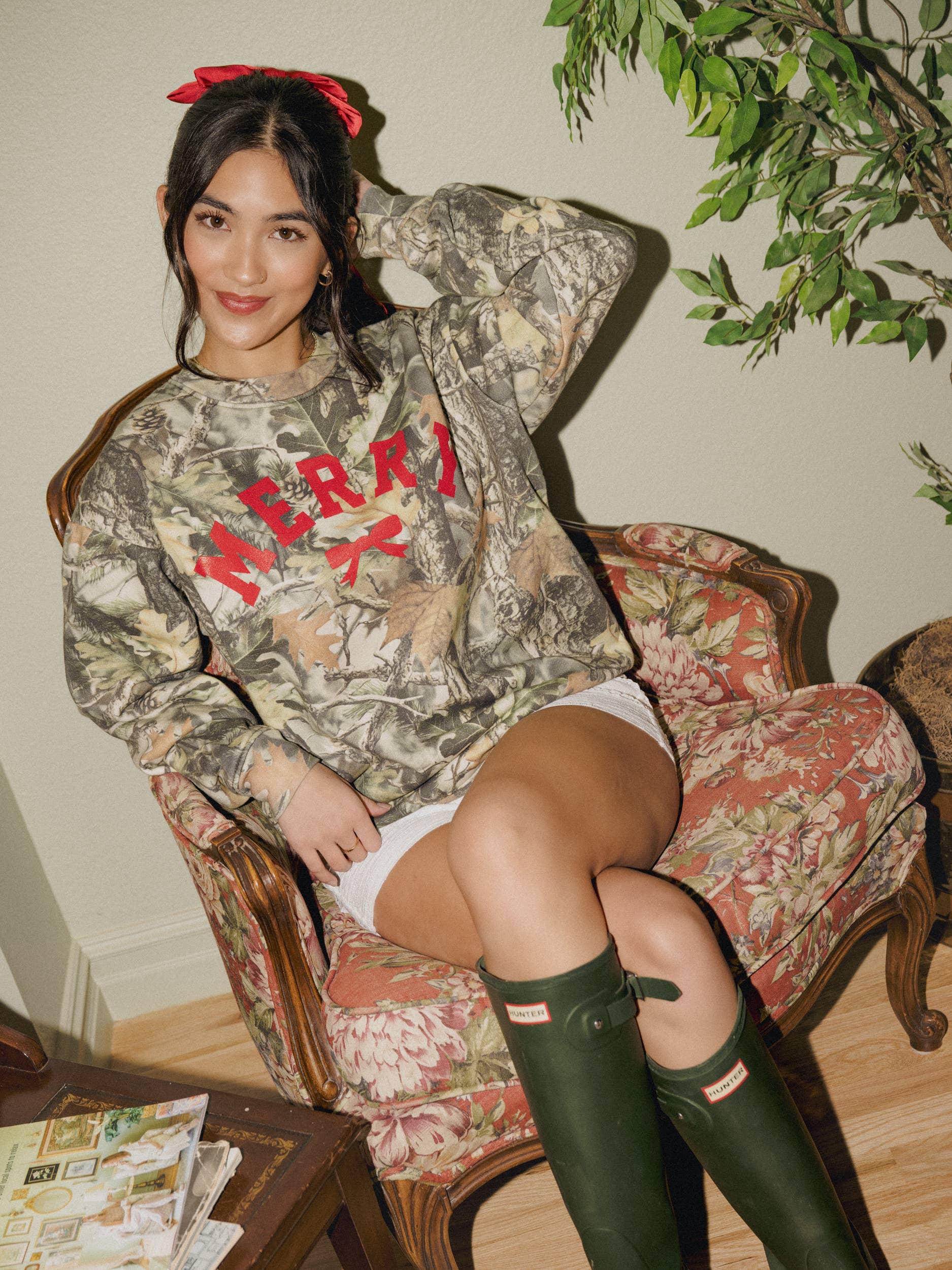 Merry Bow Holiday Christmas Camo Sweatshirt
