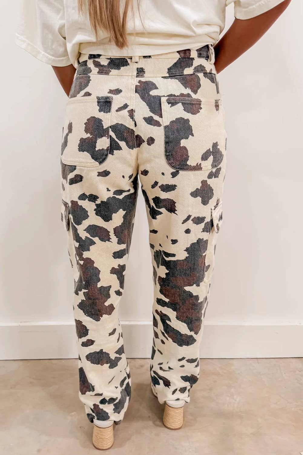 Brown Western Apparel Cow Spots Printed Multi Pocketed Jeans