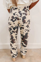 Brown Western Apparel Cow Spots Printed Multi Pocketed Jeans