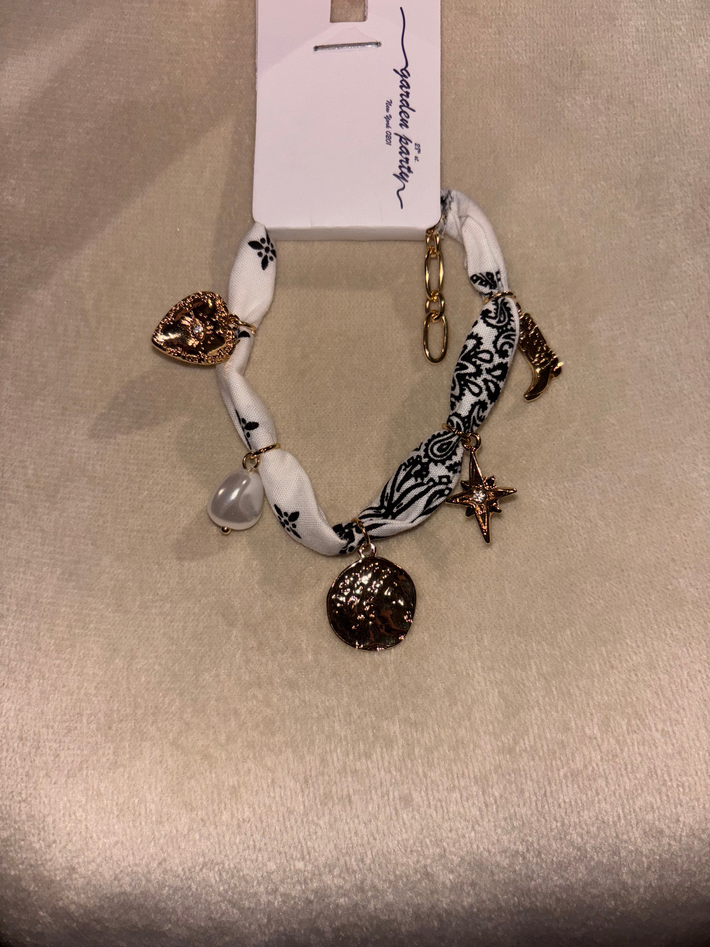 White Bandana Charm Bracelet