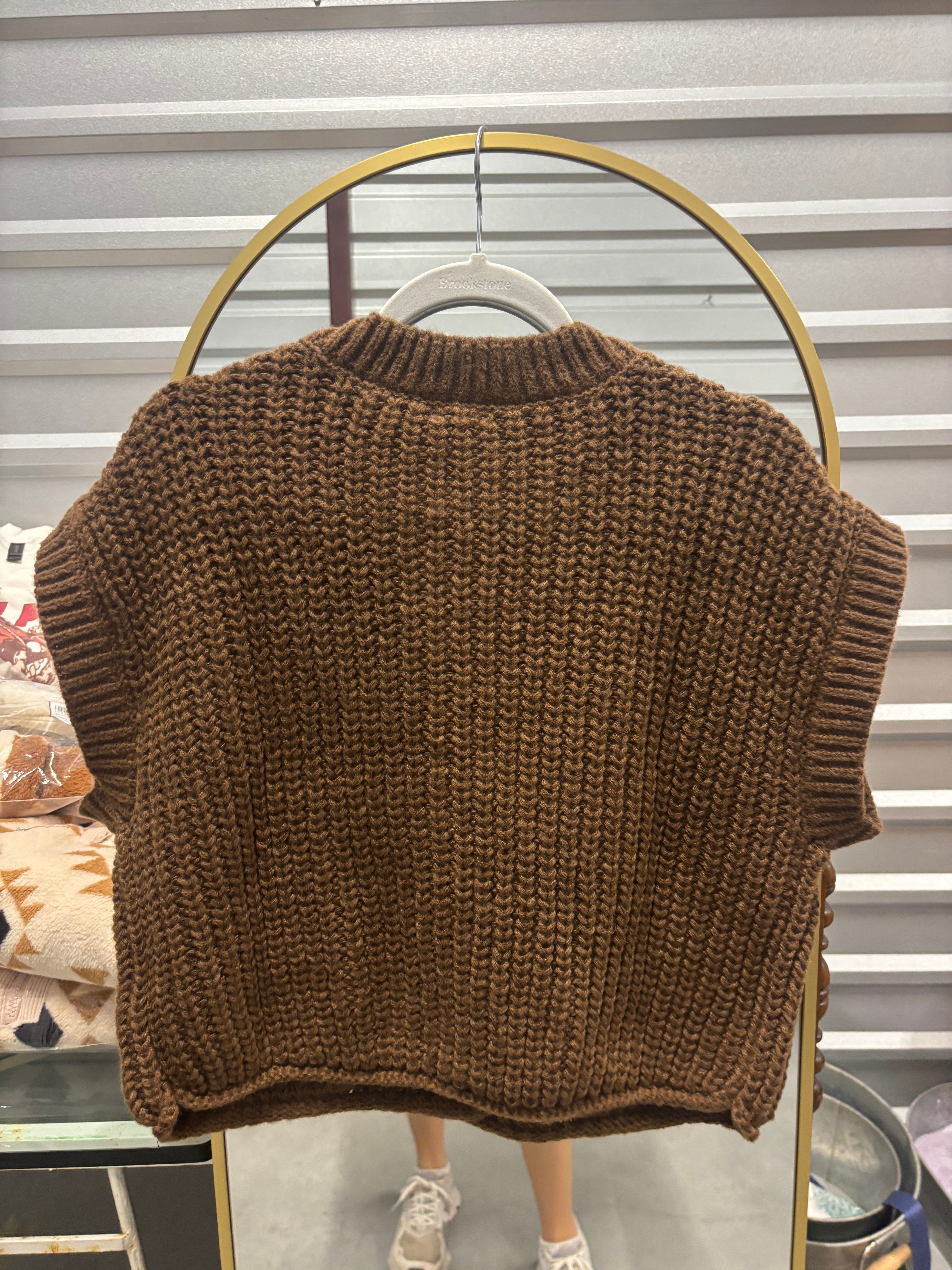 Brown Short Sleeve Sweater