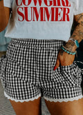 Black Gingham Shorts