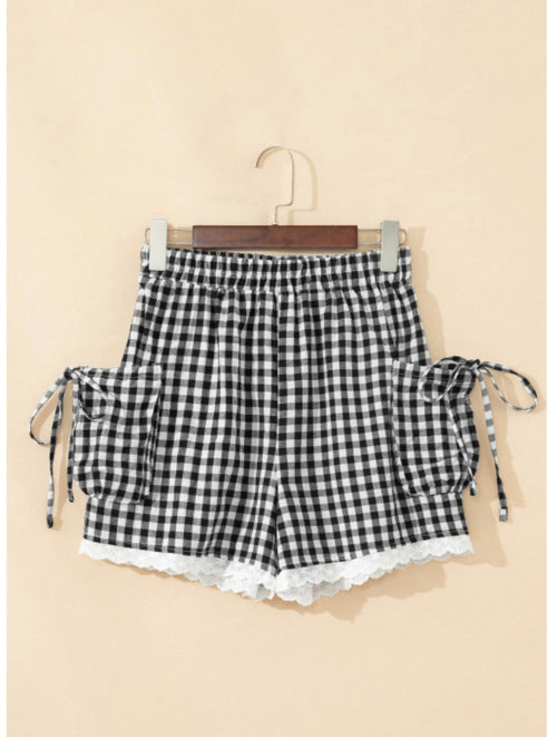 Black Gingham Shorts